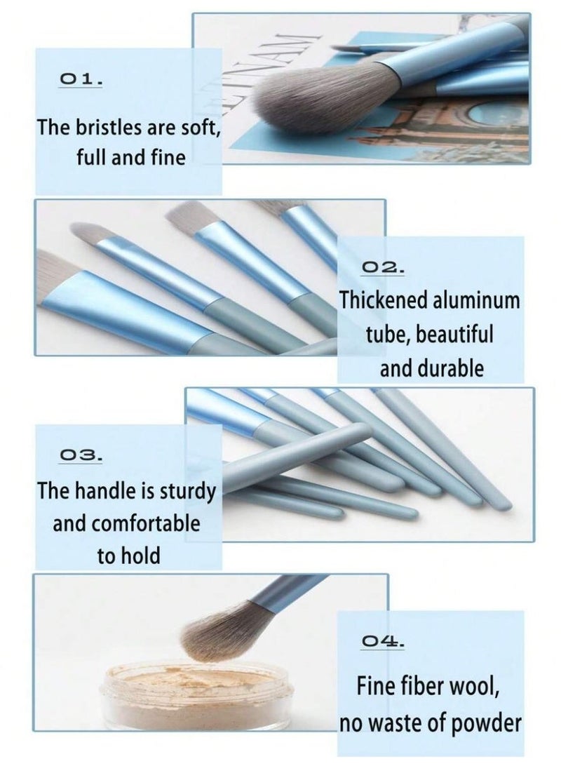 7-Piece Makeup Brush Set with Case – 'Haze Blue' Professional Brushes - Image 3